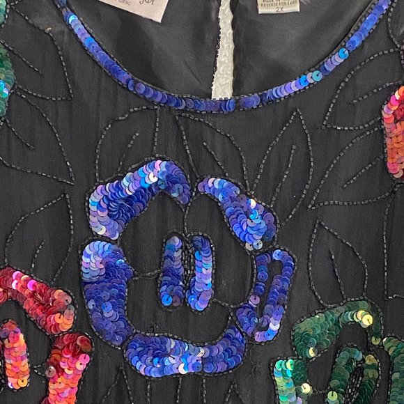 Vintage LAURENCE KAZAR Sequined Silk Top - Picture 6 of 16